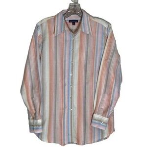 Land's End Striped Button Up Shirt SMALL Size 6-8